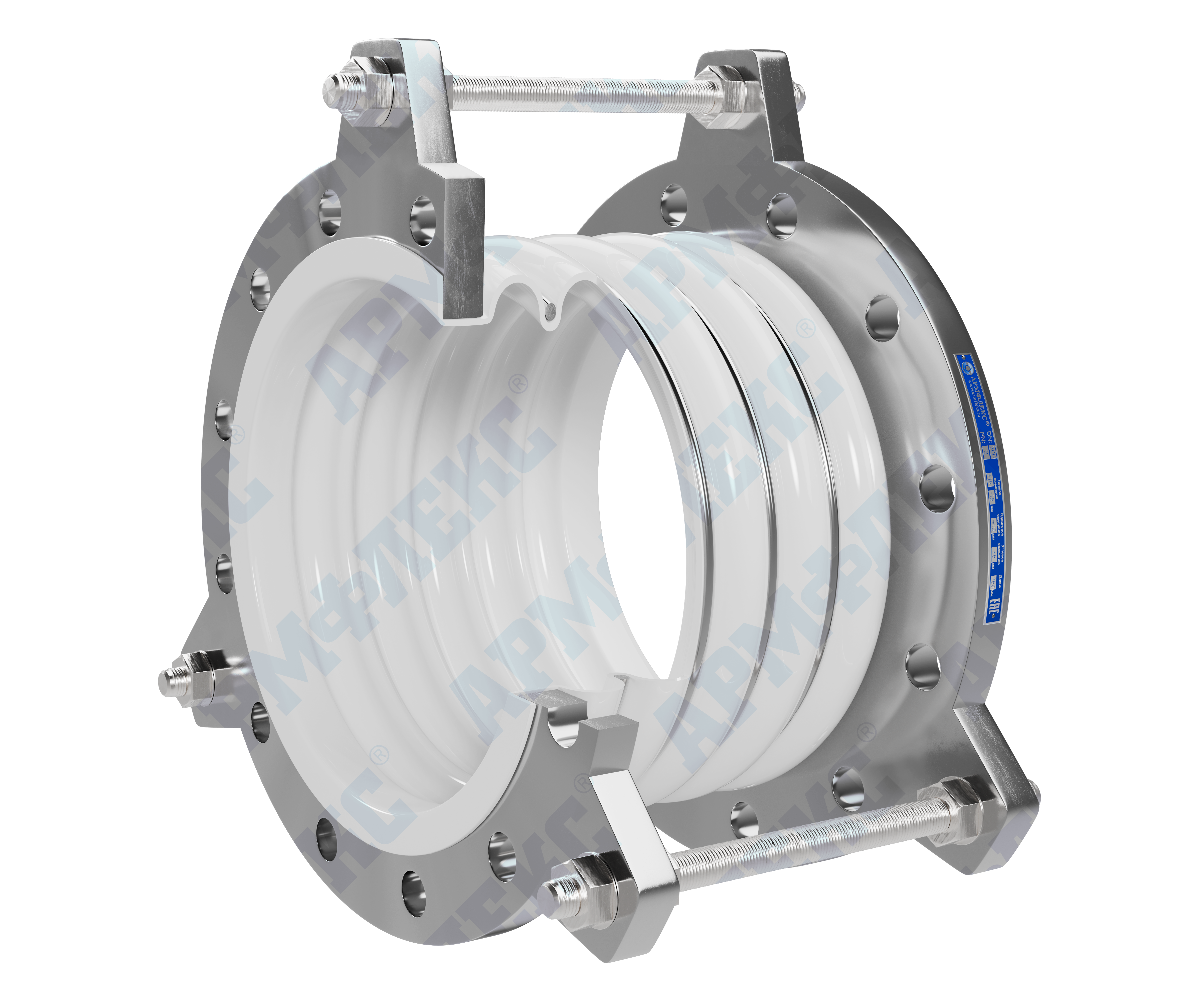 Компенсатор фторопластовый PTFE КФ ARM ФОКА в разрезе, Армфлекс