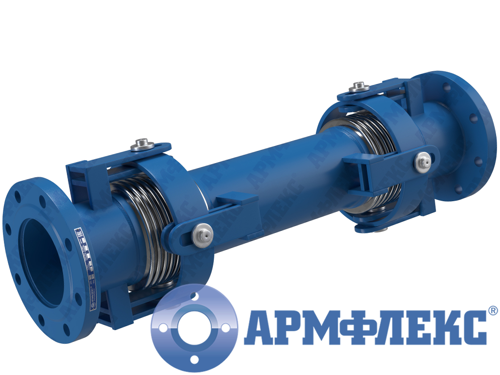 Компенсатор двухсекционный сильфонный поворотный фланцевый с карданным устройством 2КСП ARM ФО, Армфлекс Компенсатор двухсекционный сильфонный поворотный фланцевый с карданным устройством 2КСП ARM ФО, Армфлекс