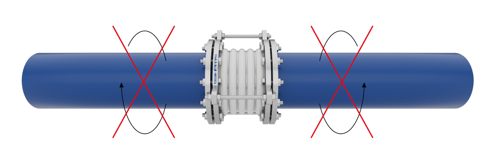 Выравнивание фланцев при монтаже фторопластового компенсатора PTFE (ПТФЭ) относительно оси трубопровода, Армфлекс